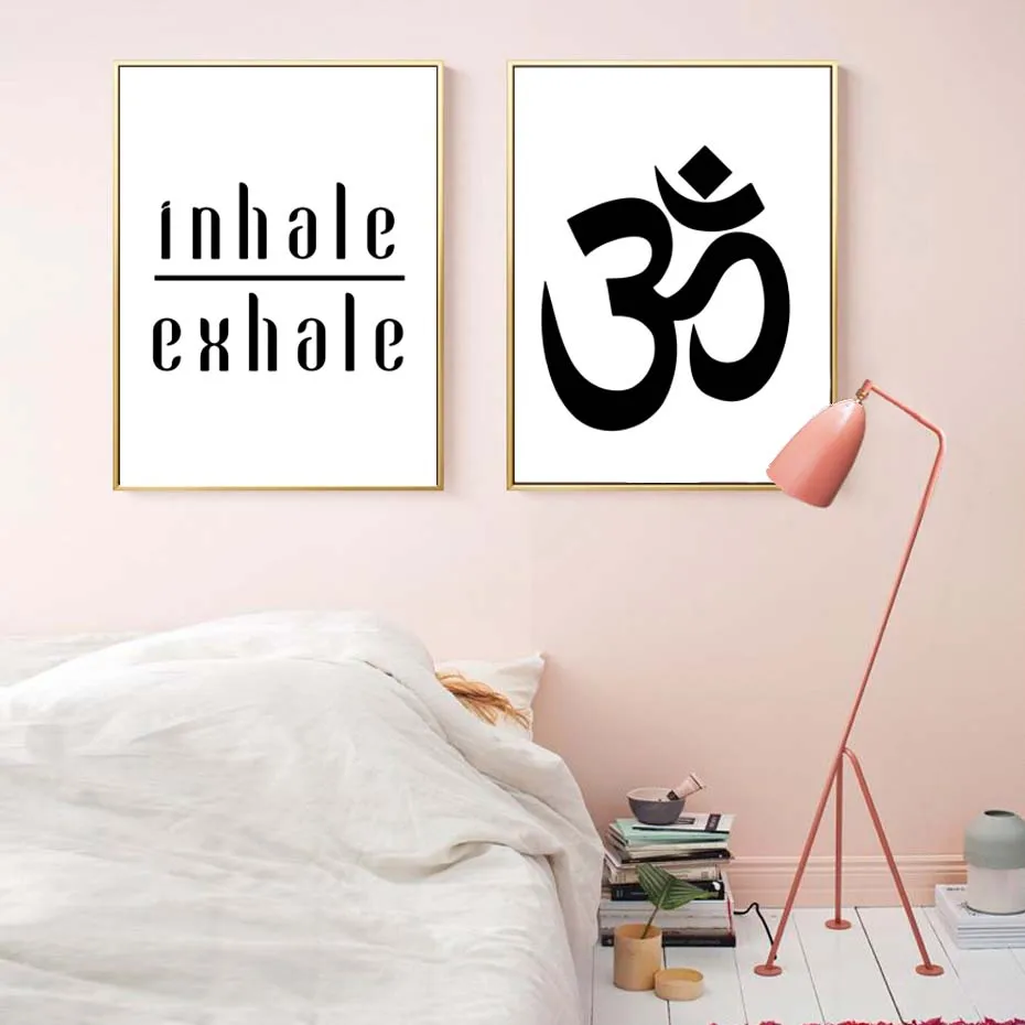 Aum Ohm Om Yoga Poster Canvas Painting Quotes Inhale Exhale  Prints Wall Art Picture For Relaxation Home Decoration No Frame (4)