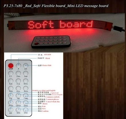 

New!CE P3.25-7x80(296*27mm) Soft/Flexible mini LED message display sign board with remote