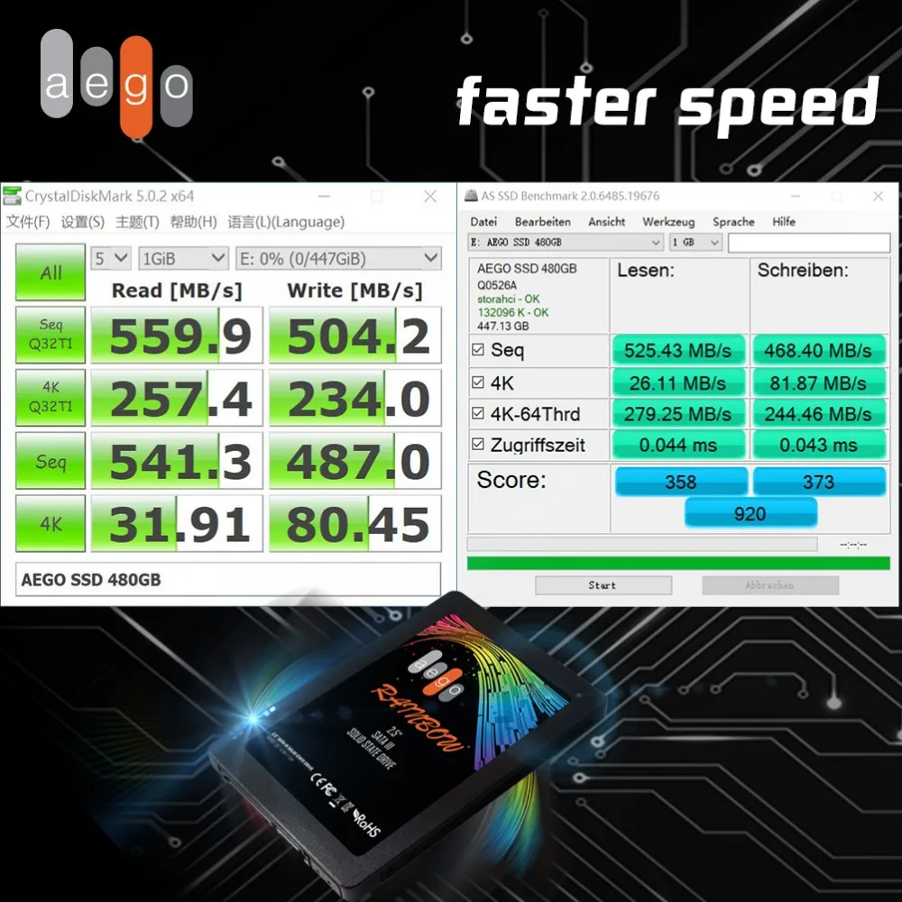  AEGO Original ssd 480 gb SATA3 Interne Solid State Disk 480g High Speed 25 zoll SSD für Laptop Desk