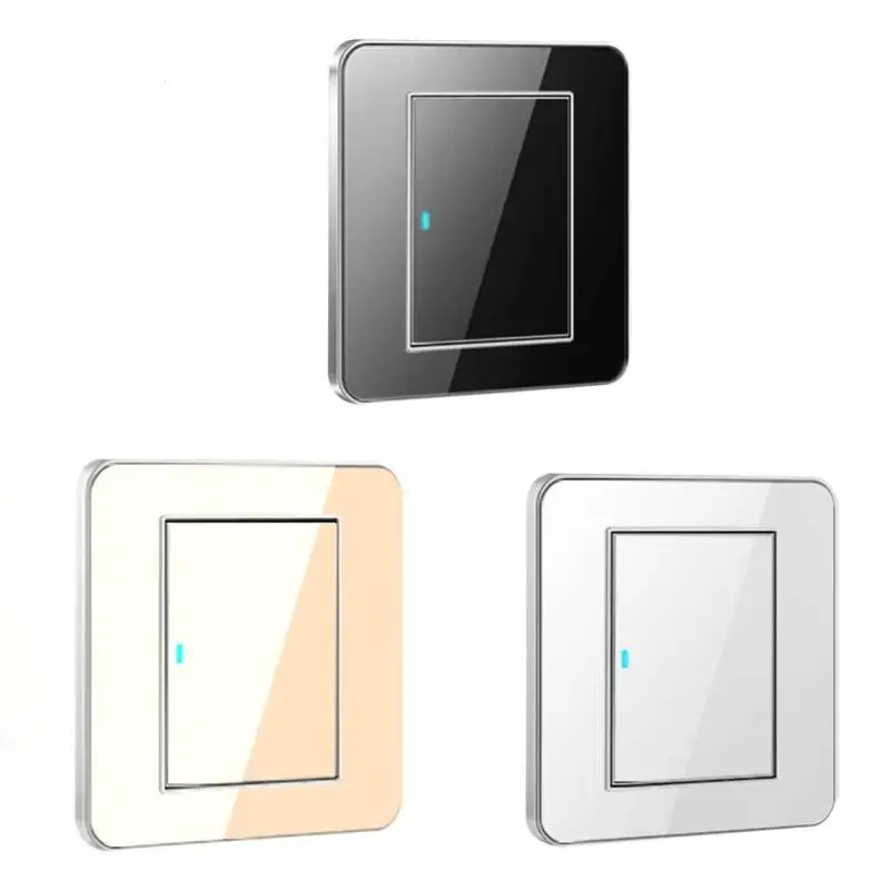 86 Wall Light Switch 1 Gang Single/Double Control Touch Screen Acrylic Crystal Mirror Panel LED Indicator S3 | Обустройство дома