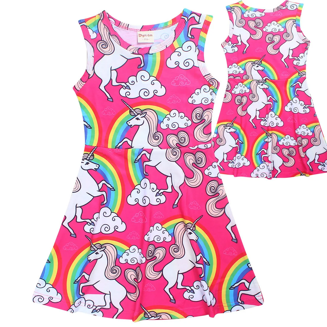 fashion Unicorn Girl Dress Summer Baby Clothes Print Unicorns Dress for