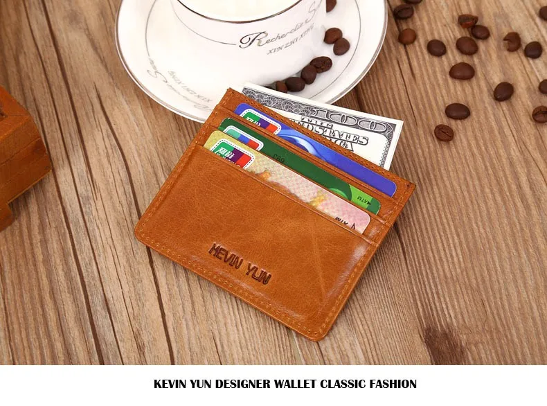 Кевин Юн дизайнерский бренд, Винтажный Мужской держатель для карт, кошелек из натуральной кожи, мини Карманный чехол для кредитных карт