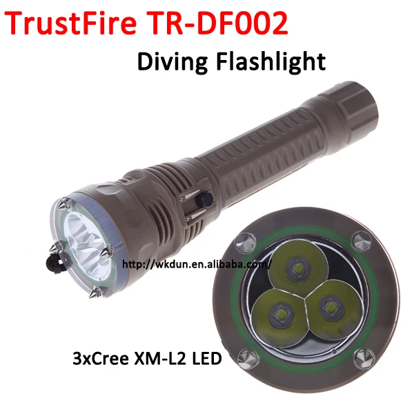

Attack Head 2-Mode TrustFire TR-DF002 Cree XM-L2 Underwater 100m IPX8 LED Rechargeable Diving Flashlight