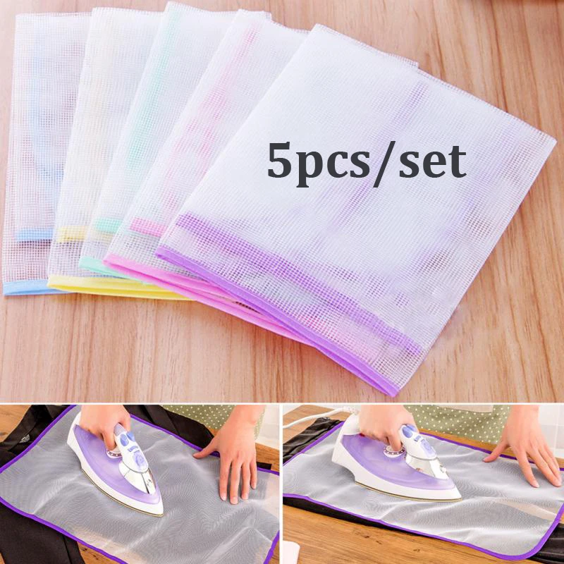 

5pcs/set Mesh Cloth Home Use Protective Heat Insulation Press Mesh Ironing Cloth Guard Protect Delicate Garment Clothes