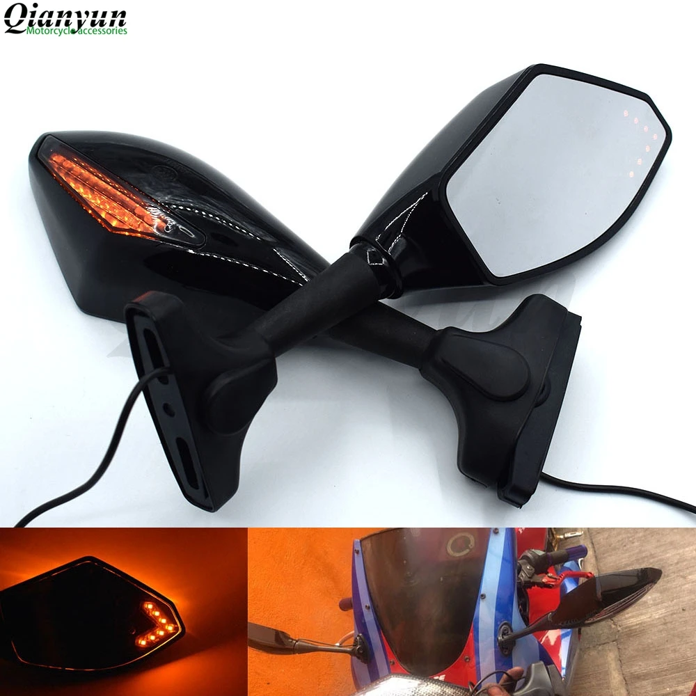 

Universal Motorcycle LED Steering Light Flash Rearview Mirror Side View Mirror for Kawasaki Ninja ZX6R ZX6RR ZX636 ZX7R ZX9R