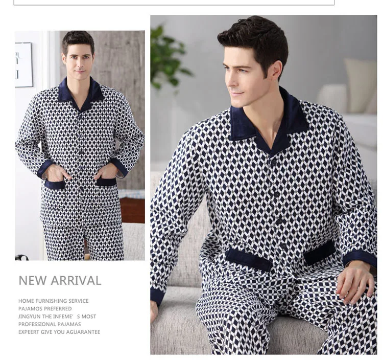 CherLemon зимние мужские утепленные стеганые пижамные комплекты с длинным рукавом на пуговицах пижамы мужские повседневные ромбовидные пижамы теплая одежда для отдыха