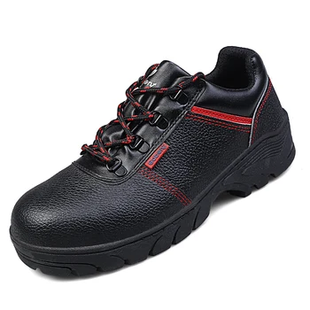 

mens plus size black steel toe caps work safety shoes anti-pierce platform cow leather worker sneakers security boots protection