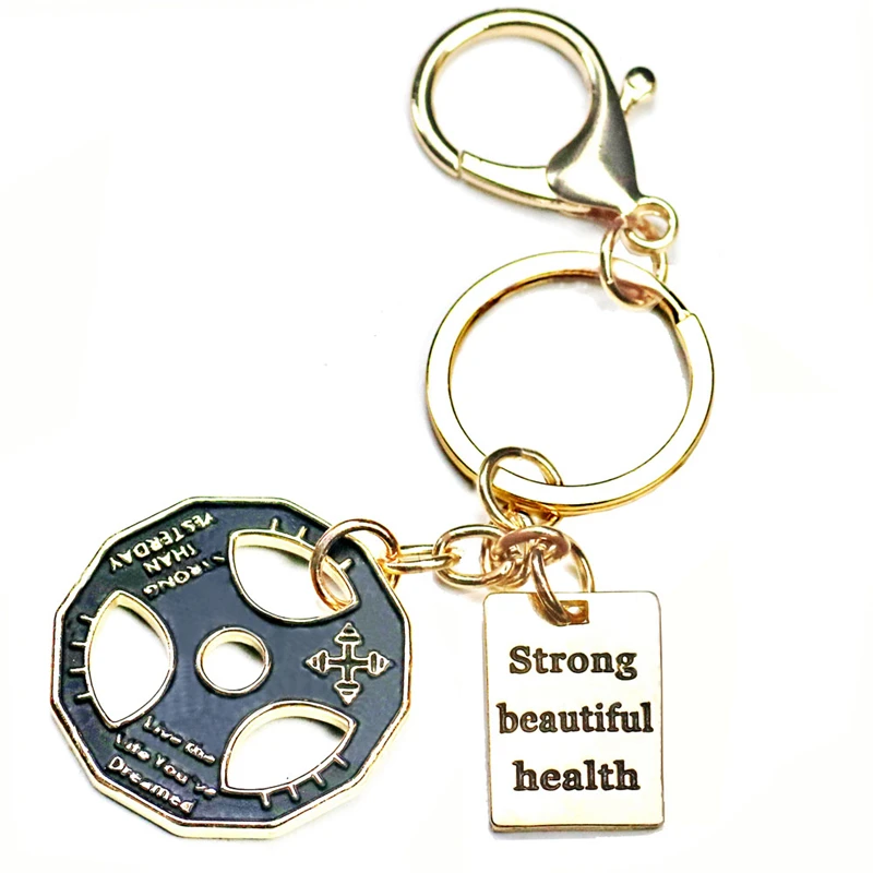 GYM Fitness Stainless Steel Keychains Monogram Engraving Pendant