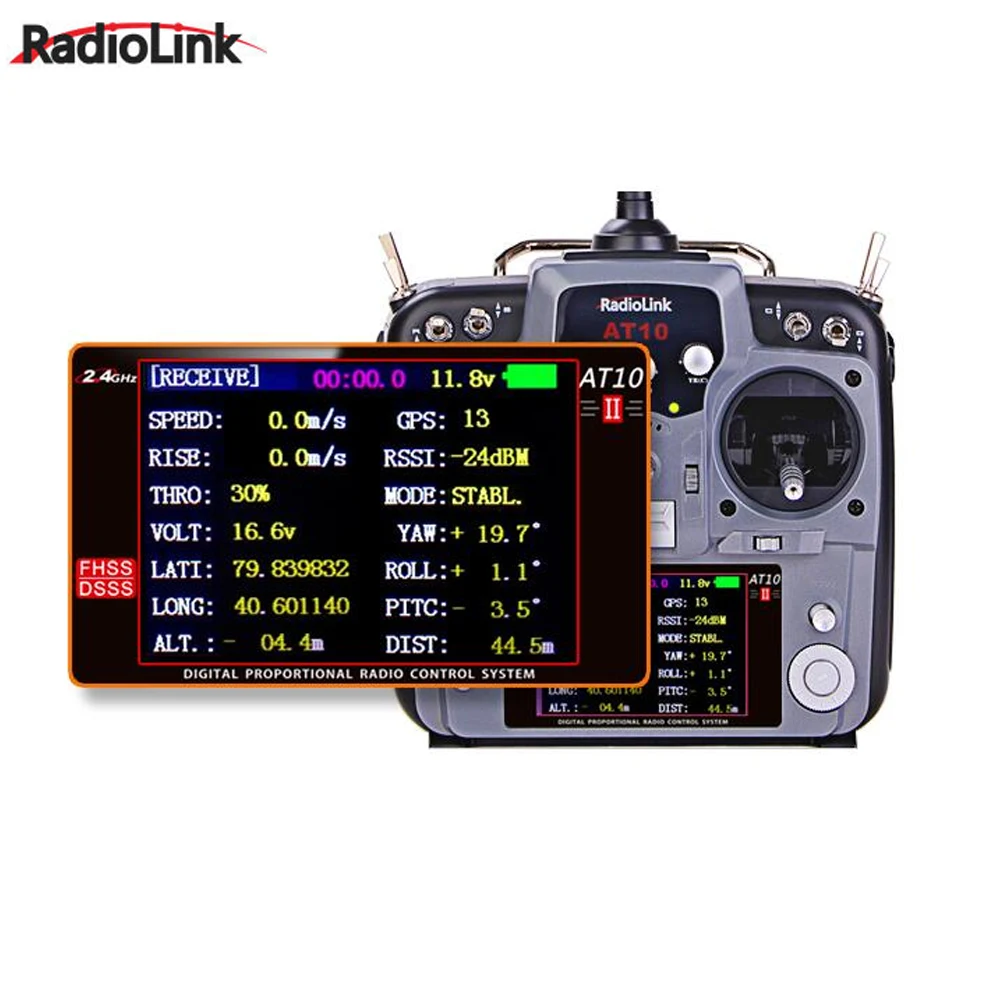1 шт. радиоприемник AT10II 2,4 ГГц 10CH Радиоуправляемый передатчик с R12DS приемником PRM-01 модуль возврата напряжения для радиоуправляемого вертолета квадрокоптера