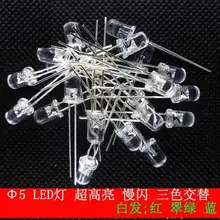 1000 шт/партия 5 мм светодиодный светоизлучающий диод подсвечивающий волосы красочная медленная мигающая фара диод 2 фута