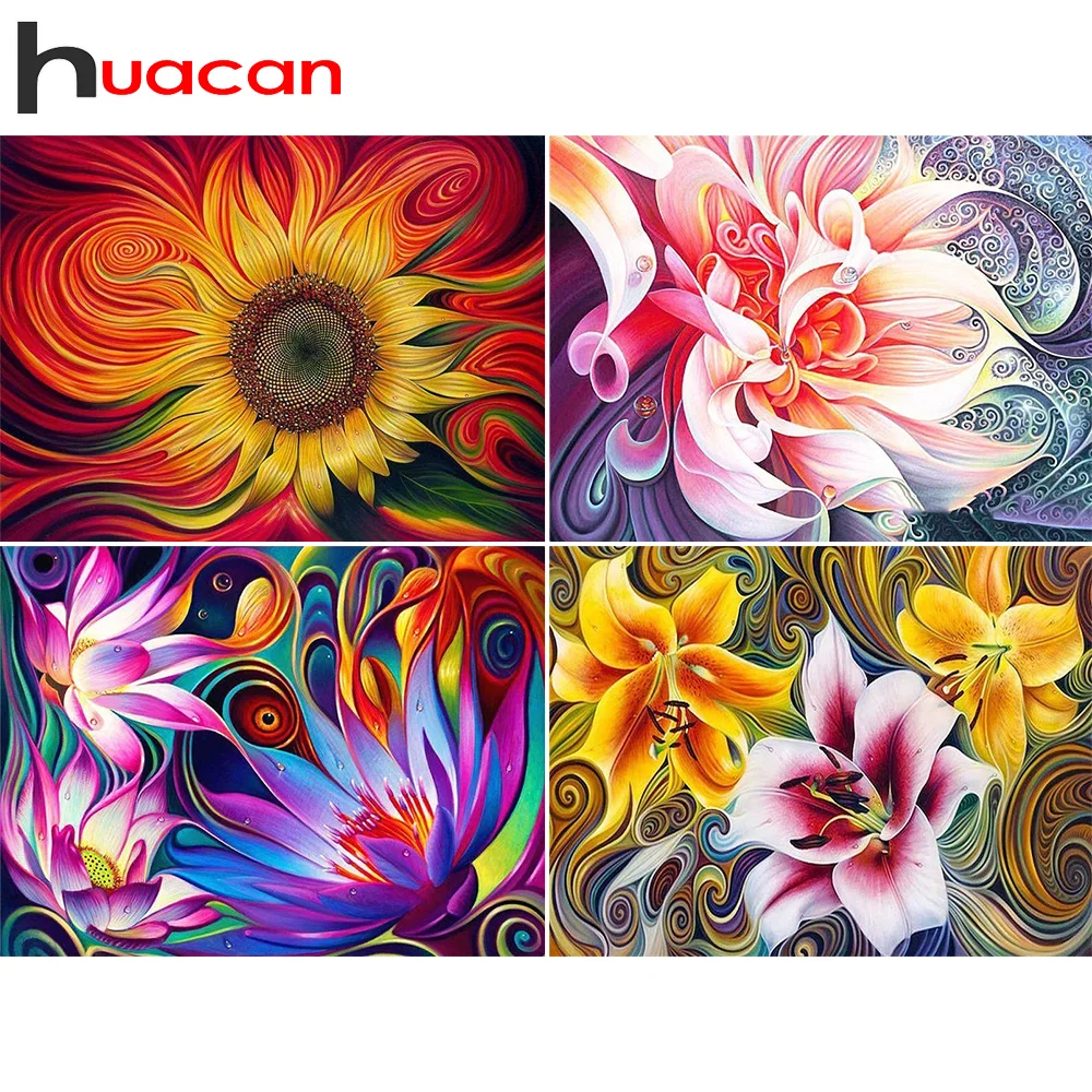 

Huacan Diamond Painting Flowers Full Square/Round Crystal Diamond Embroidery Sunflowers Cross Stitch Mosaic Beadwork Home Decor