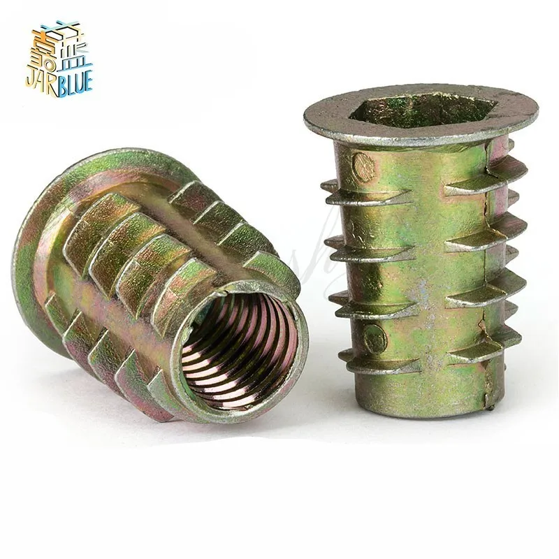 

10/20/30/50Pcs M4 M5 M6 M8 Zinc Alloy Thread For Wood Insert Nut Flanged Hex Drive Head Furniture Nuts
