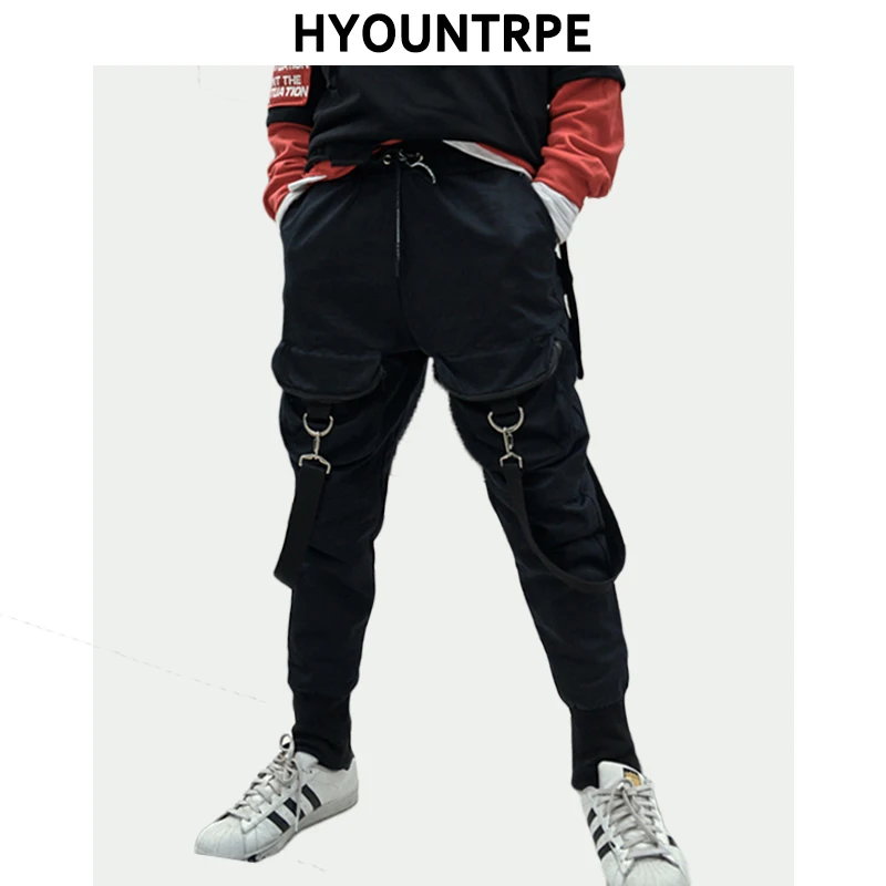 Mens Hip Hop Pocket Cargo Harem Pants Punk Rock Casual Street Jogger Trouser New