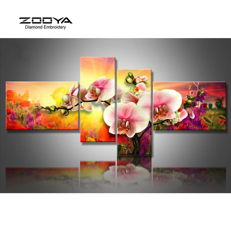 ZOOYA Diamond Embroidery Flower 5D DIY Diamond Painting 4PCS Calla Flower Diamond Painting Cross Stitch Rhinestone