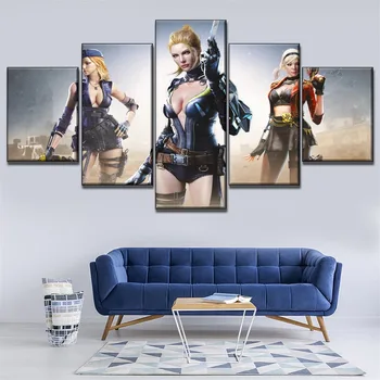 

Home Decor Canvas Painting 5 Pieces CrossFire Sexy Shooting Hand Girls Pictures Wall Art Prints Modular Poster Living Room