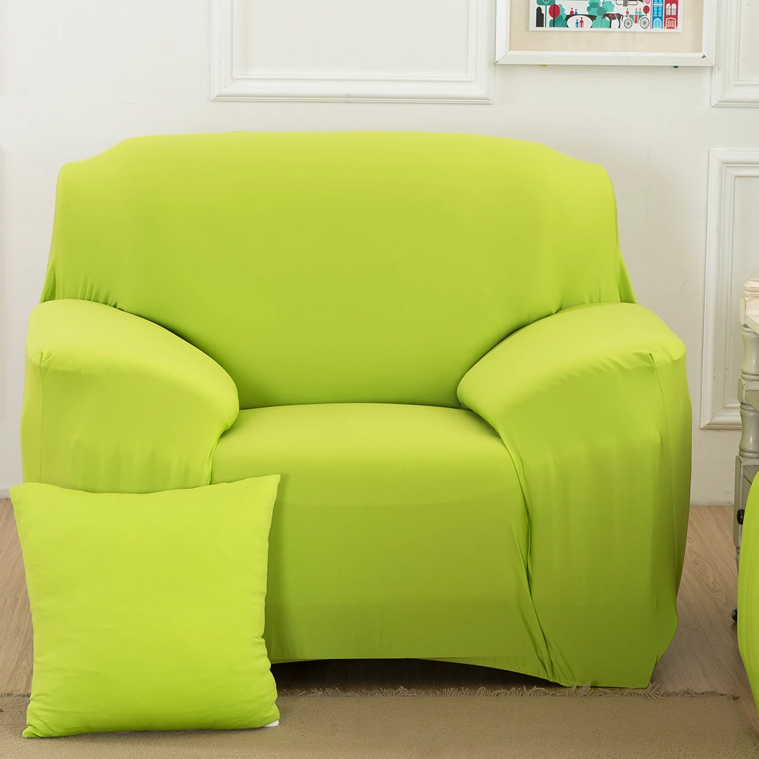 1 место мягкий эластичный стрейч диван Чехол сплошной цвет один диван Чехол для мебели кресла гостиной домашний декор - Цвет: 11