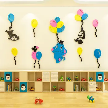 

Cute Animals 3D wall stickers children's bedroom bedside stickers color balloon kindergarten wall decoration background wall