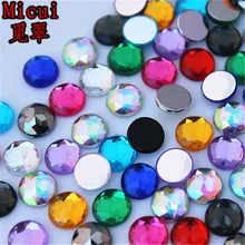 Micui-diamantes de imitación redondos de 8mm, cristal acrílico y piedras, parte trasera plana, sin agujero, para manualidades de ropa, MC750, 100 Uds.