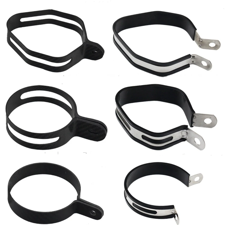 Free-Shipping-Carbon-Fiber-Holder-Clamp-Fixed-Ring-Support-Bracket-for-Motorcycle-Exhaust-Pipe-Muffler-Escape