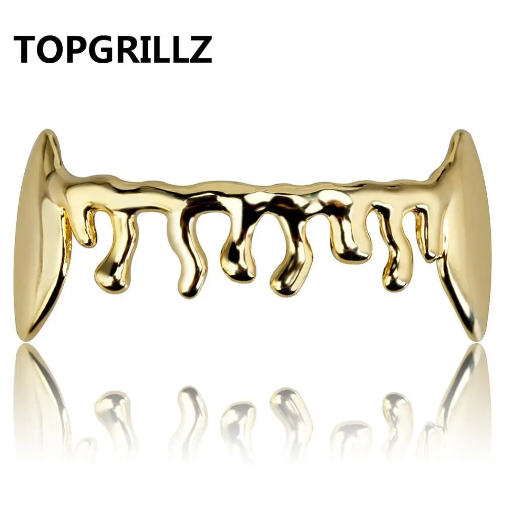 TOPGRILLZ хип-хоп золото/серебро с покрытием снизу и сверху капли зубы Grillz DJ панк рэппер ювелирные изделия для мужчин женщин Шарм Ювелирные изделия Подарки - Окраска металла: Gold