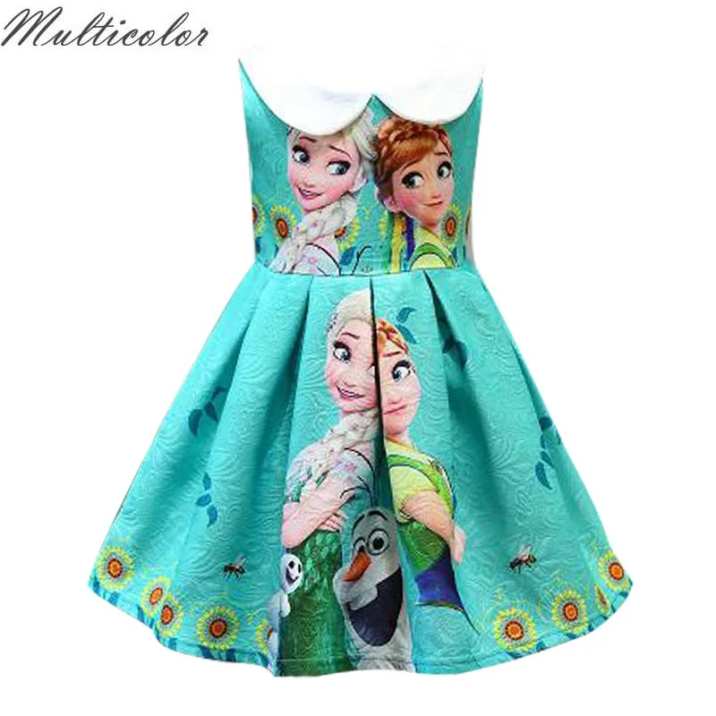 Разноцветное Новое дизайнерское летнее платье для девочек с матросским воротником, детское платье принцессы Софии Эльзы для костюмированной вечеринки ткань для платья-пачки