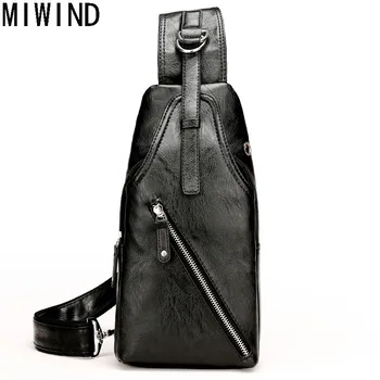 

MIWIND Fashion Brand Men Chest Pack Handbag Single Shoulder Crossbody Bag PU Leather Men Chest Waist Packs TBN1172