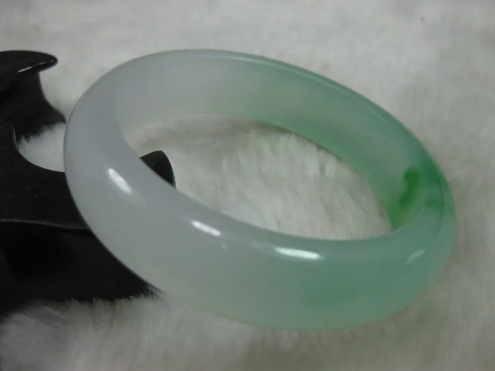

NATURE BEAUTIFUL GREEN WHITE JADE JADEITE BRACELET BANGLE 56MM