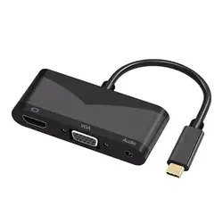 Адаптер Splitter кабель преобразователя USB3.1 Тип-C к HDMI VGA 3,5 мм Aduio USB концентратор переходник разветвитель конвертер кабель для Macbook