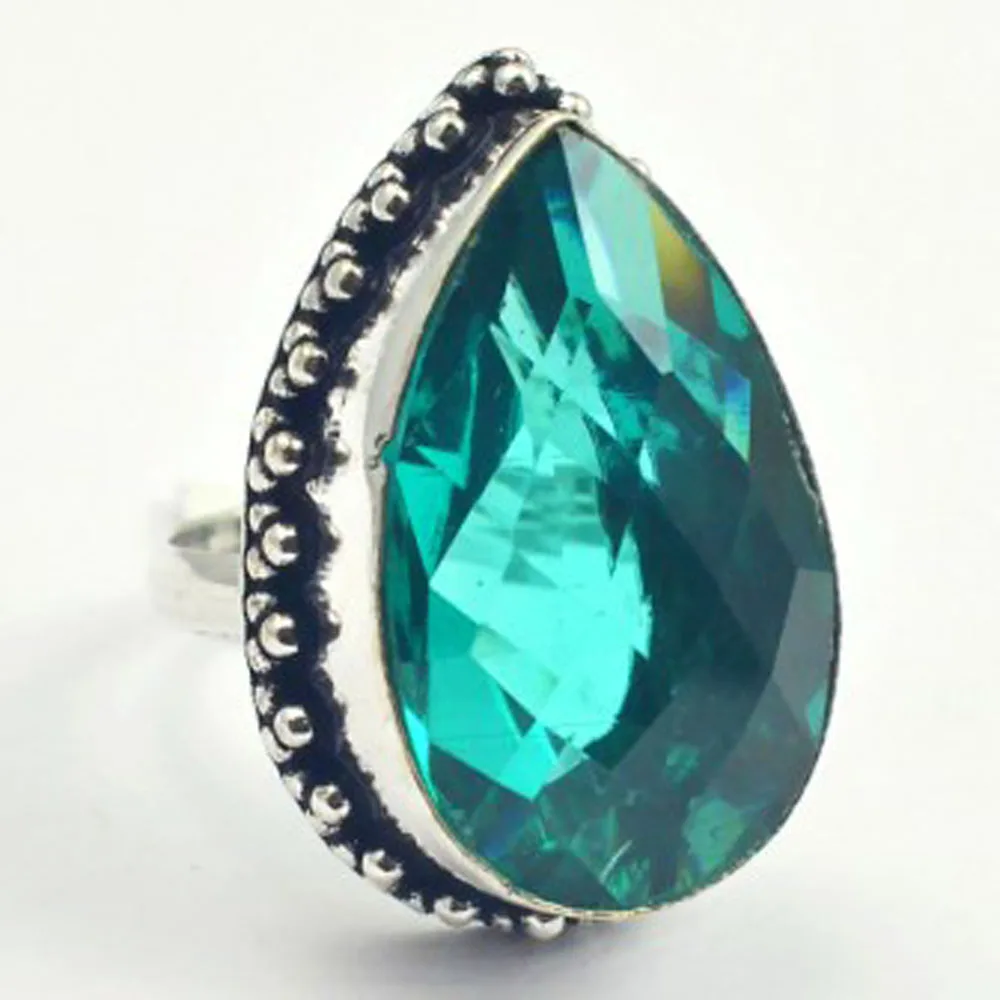 

Green Onyx Ring Silver Overlay over Copper , Size: 8.25, R4341