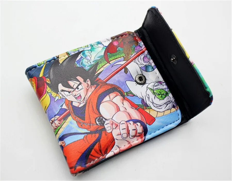 Dragon Ball Super Goku Roshi короткий кошелек для мальчиков и девочек мужской двойной держатель для кредитных карт с фотографиями держателя слоев кожи мультфильм 3D печати бумажник на кнопке