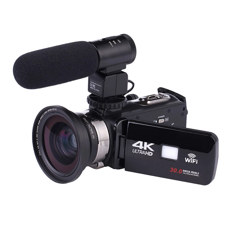 Новая 4K WiFi Ultra HD 1080P Цифровая видеокамера DV с объективом + микрофоном|Аксессуары