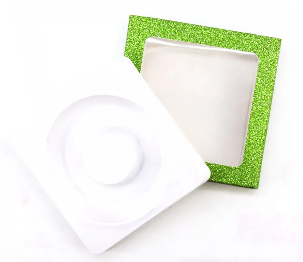 10 компл./лот квадратная упаковочная коробка для ресниц пустые ресницы пластиковая посылка все прозрачные крышки лоток ресницы DIY сияющая упаковка - Цвет: green