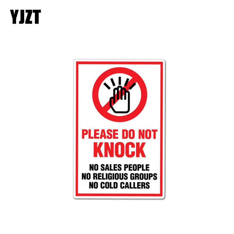 

YJZT 9.7CM*15CM Warning Please Do Not Knock Car Sticker PVC Decal 12-1023