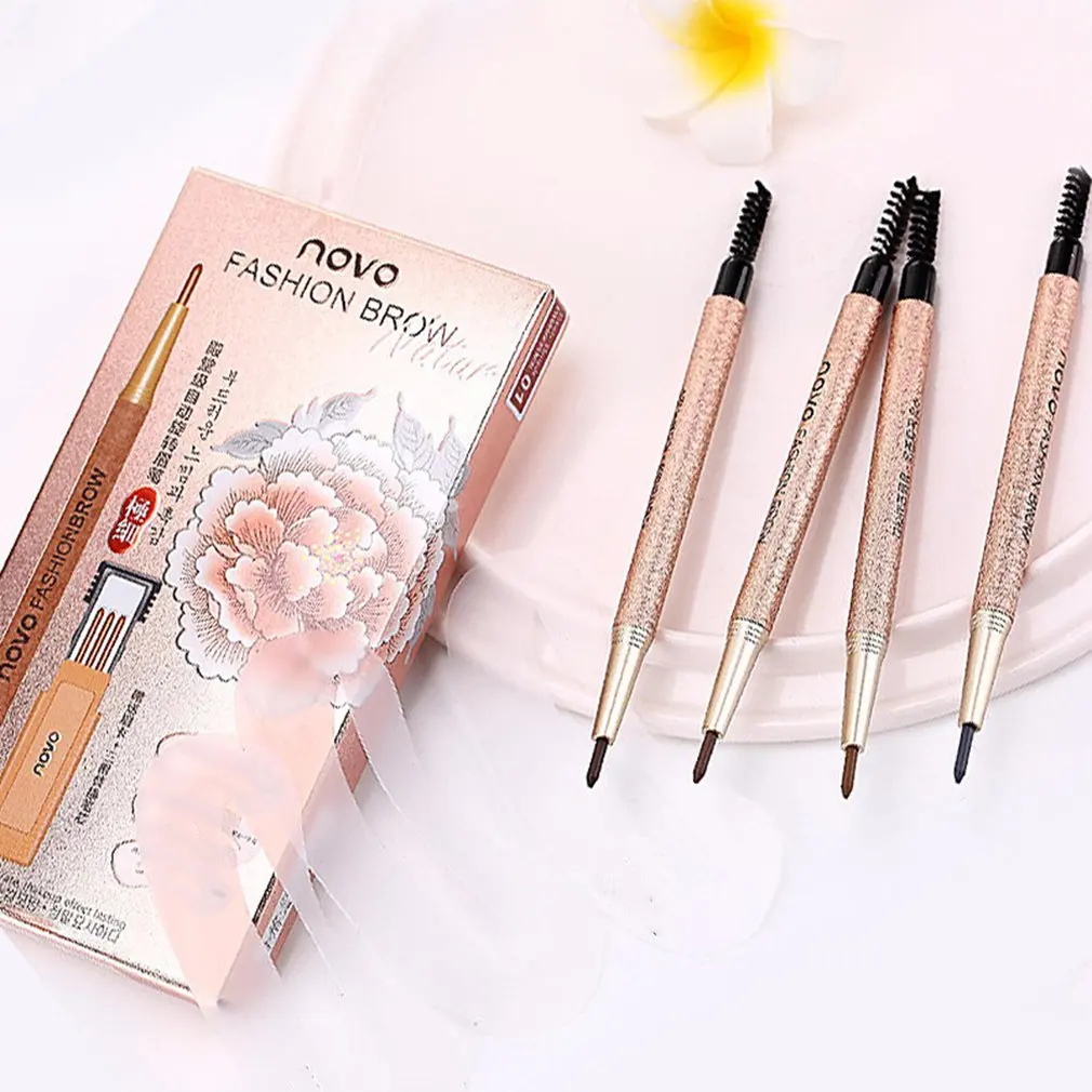 

Automatic Rotating Eyebrow Pencil Eyebrow Card Three Replacement Refills Waterproof Not Smudge Double Head Brush