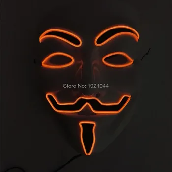 

2019 New Orange Neon glow light EL Party Mask Neon glow light Powered by2-AA batteries For Party decoration