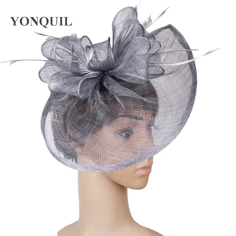 

Enchanting sinamay feather ladies party hats fascinators headwear photographic studio hat T-platform headpiece DIY craft SYF278