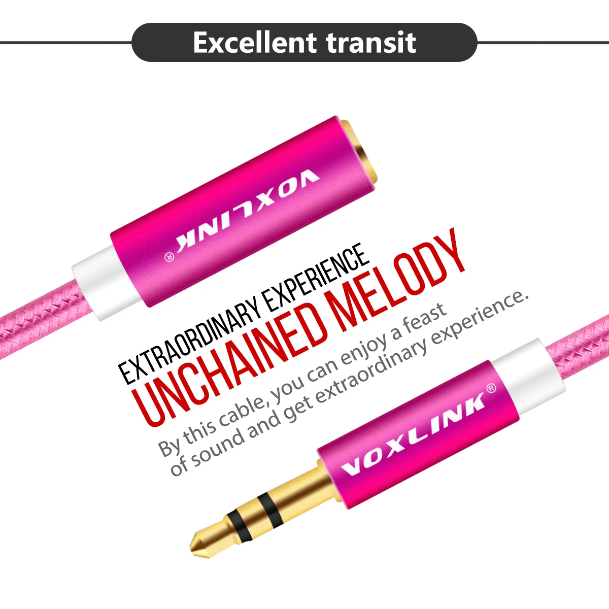 VOXLINK 3.5mm jack audio cable for iphone Samsung 3.5mm male to Female Car Auxiliary Audio Stereo Cable MP3/MP4 Speaker aux cord