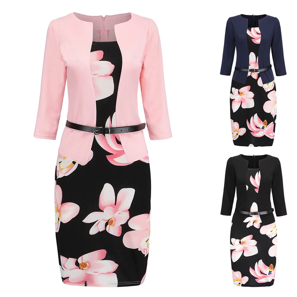 

Women Office Work Formal Dress Bodycon Sheath Pencil Dresses with Belt NYZ Shop