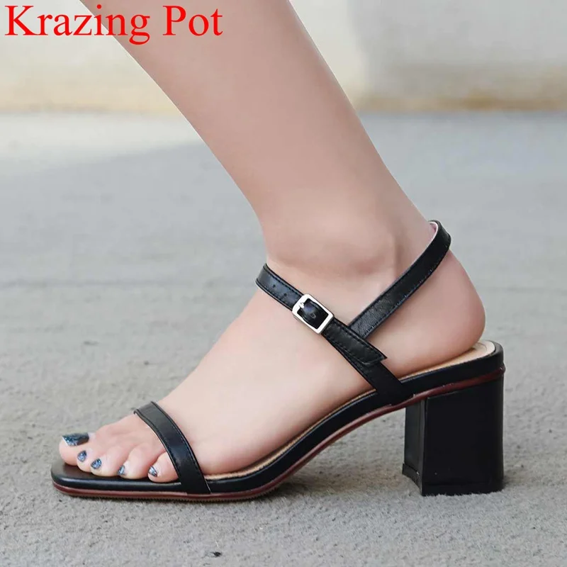 

2018 fashion peep toe square heel women sandals high heels office lady elegant big size sweet buckle strap sexy summer shoes L99