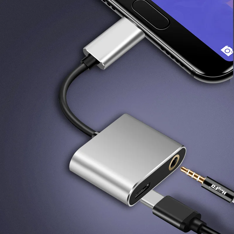 Переходник 2 в 1 с Usb Type C на аудиоразъем Aux 3 5 мм для Xiaomi Mi9 Huawei Mate 20 P30 Pro USB-адаптер |
