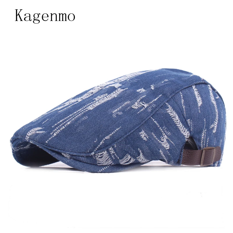 Kagenmo Denim Old Style Berets Short Brim Summer Hat Denim Classic Beret Unisex Leisure Outdoor