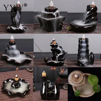 

Buddha Hand Incense Burner Backflow Waterfall Incense Stick Holder Black Ceramic Incense Burner Aroma Smoke Censer Home Decor