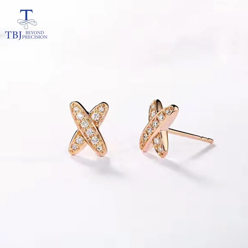 Tbj простой diamond серьги в 18 К розовое золото AU750 с 20 шт. природного африканских