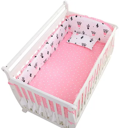 

Promotion! 6PCS New Arrive Crib bedding set Crib Bumper Baby Bedding Set 100% Cotton (4bumpers+sheet+pillow cover)