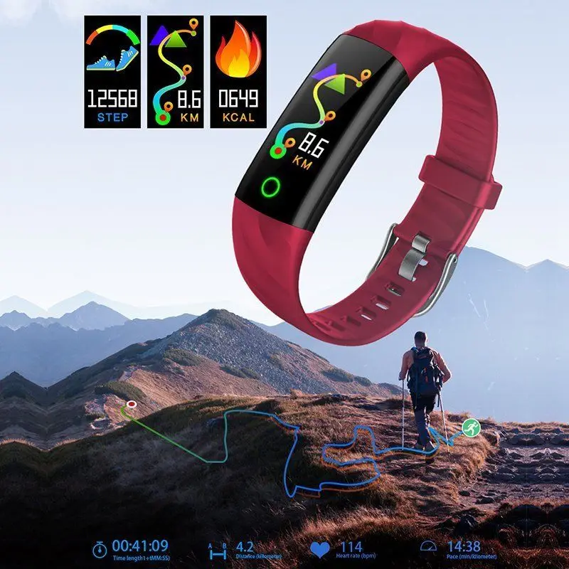 Смарт Bluetooth Водонепроницаемый Цвет Экран сердечного ритма браслет крови Давление/Монитор кислорода Фитнес трекер часы S5