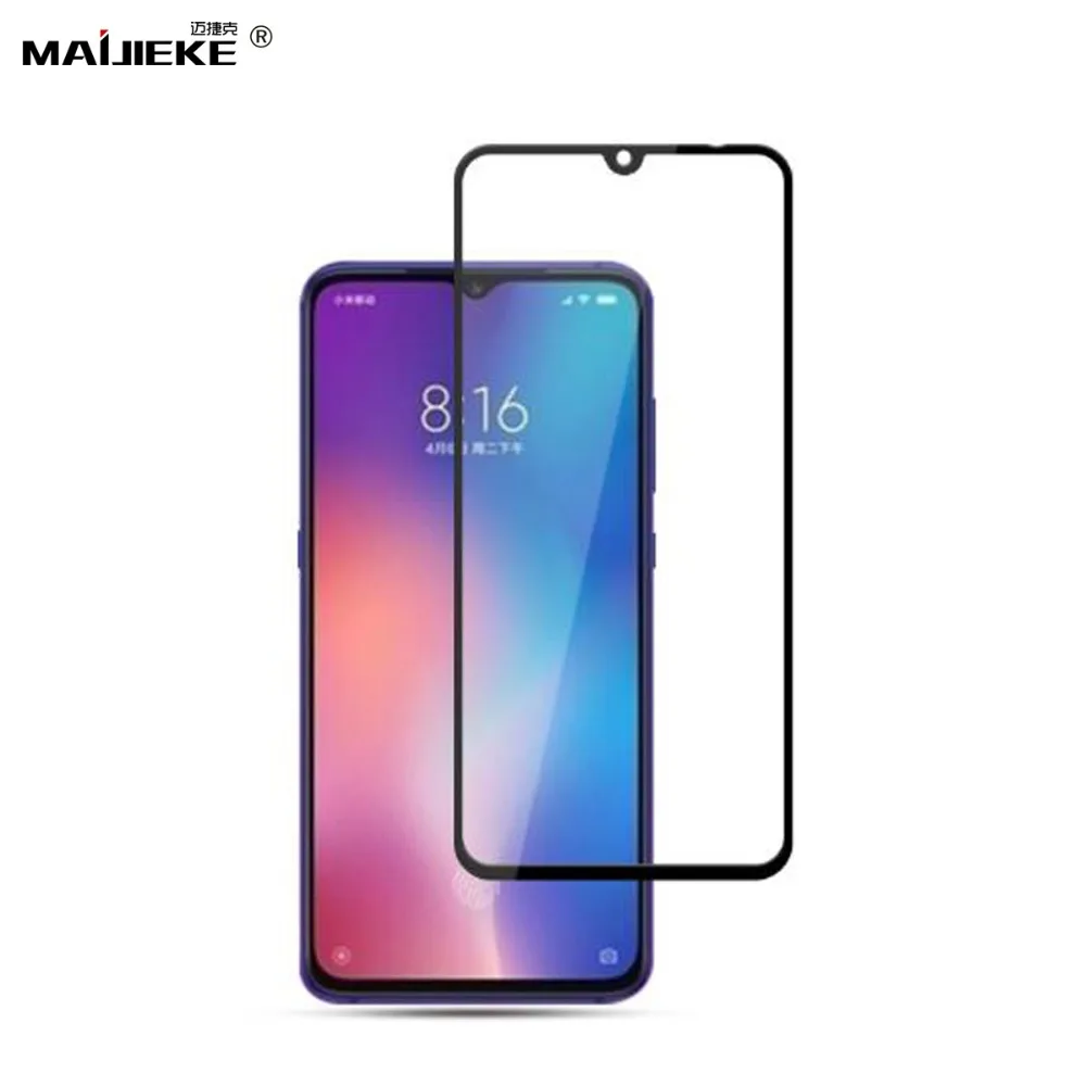 MAIJIEKE 9H Full Cover Tempered Glass For Xiaomi mi 9 Glue Screen Protector Film on the mi9 Protective | Мобильные телефоны и