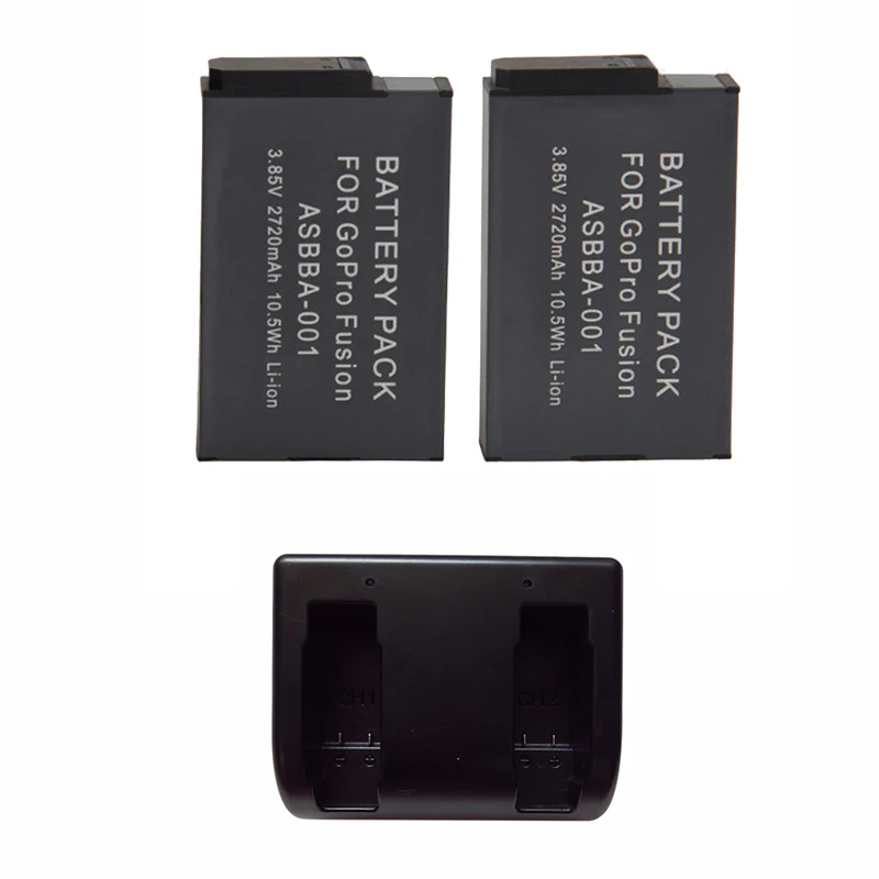

2x2720mAh Rechargeable Camera Battery with USB Charger for ASBBA-001 Gopro Fusion 360 Degree Action Camera Replacement Battery