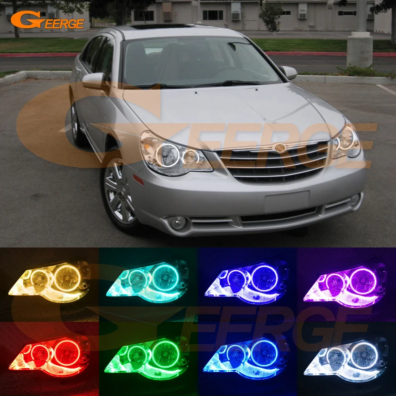 For Chrysler Sebring 2007 2008 2009 2010 Excellent Angel Eyes Multi-Color Ultra bright RGB LED Angel Eyes kit Halo Rings for hyundai azera 2006 2007 2008 2009 2010 excellent angel eyes multi color ultra bright rgb led angel eyes kit halo rings