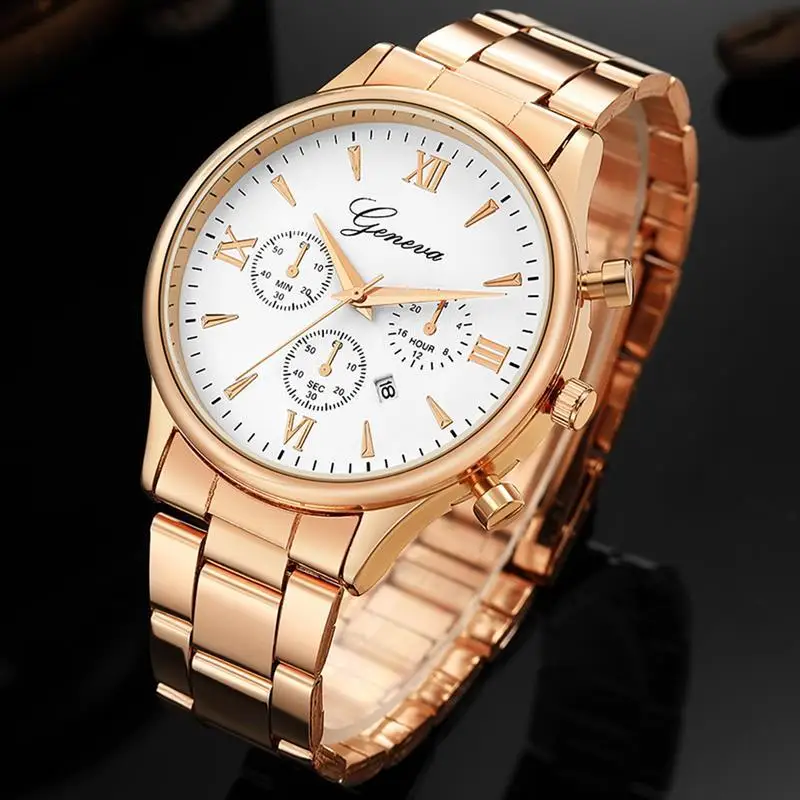 Geneva, мужские наручные часы Нержавеющая сталь аналоговые женские кварцевые часы на запястье Женская мода минималистичные серебряные Лидер продаж наручные часы