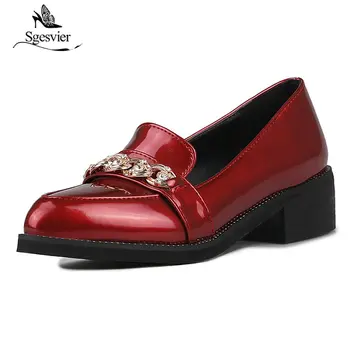 

Sgesvier Fashion Vintage OL Pumps Women Big Size 33-43 Western Style Platform Med Thick Heels Dress Shoes Woman Footwear B553